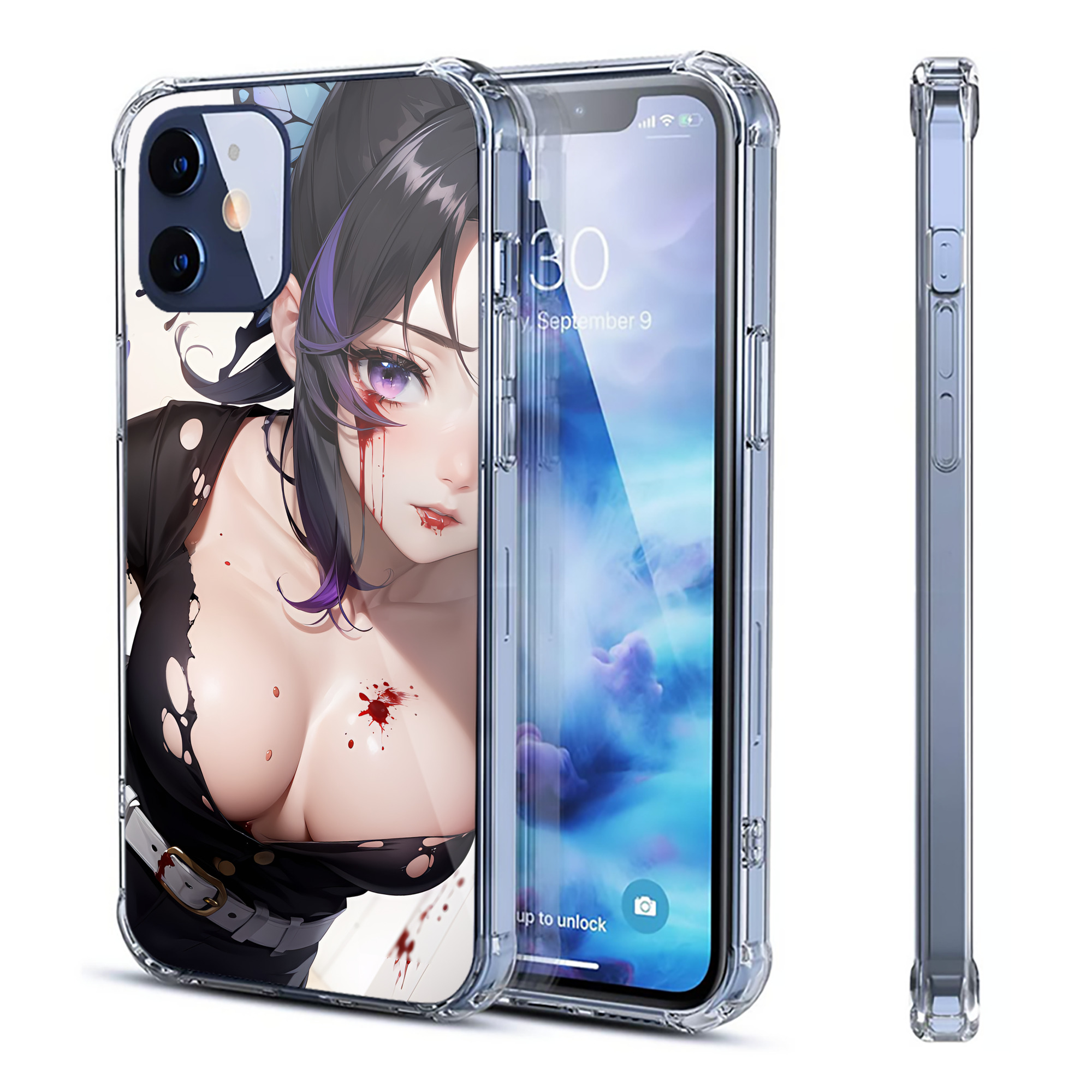 （画像用） 鬼滅の刃（きめつのやいば）蟲柱-胡蝶 しのぶ／こちょう しのぶ Kochou Shinobu 【iPhone 12シリーズ対応】透明スマホケース（クリアソフトケース）